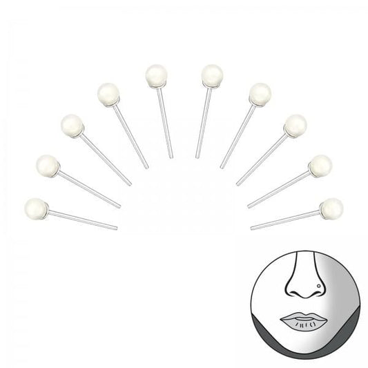 Pearl  Nose Studs- 10 Pcs