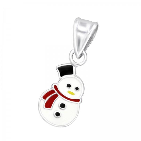 Kids Silver Snowman Pendant