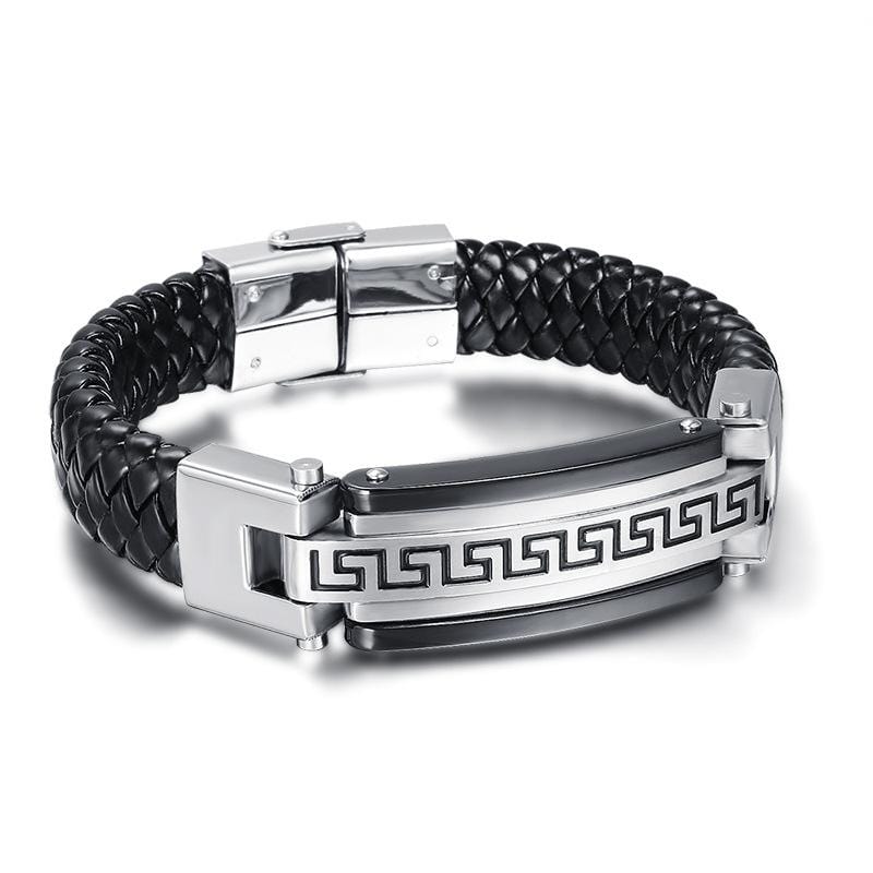 Leather Stainless Steel Buckle Bracelet