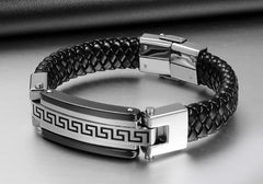 Leather Stainless Steel Buckle Bracelet