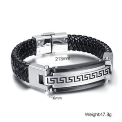 Leather Stainless Steel Buckle Bracelet