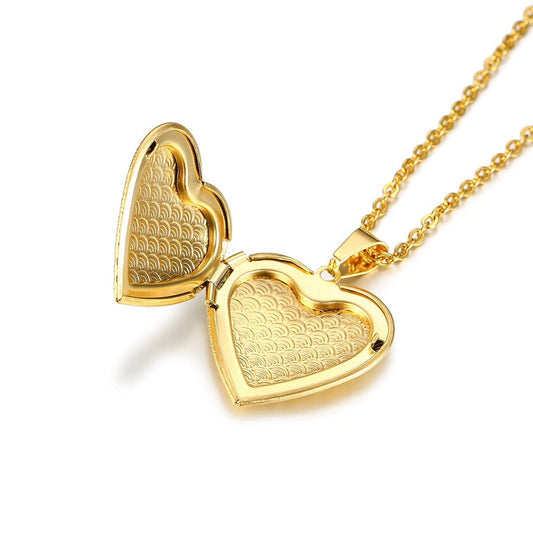 Heart Photo Frame Gold Necklace For Women