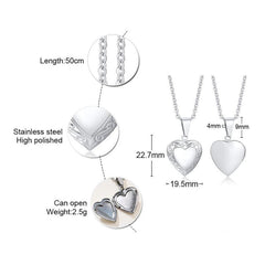 Steel Heart Shape Custom Photo Frame Necklace