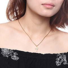 Womens Gold Cross Necklace With Star