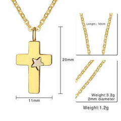 Womens Gold Cross Necklace With Star