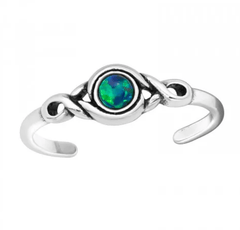 Silver Opal Adjustable Toe Ring