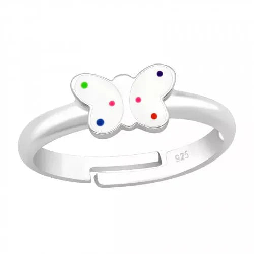 Kids Silver Butterfly Adjustable Ring