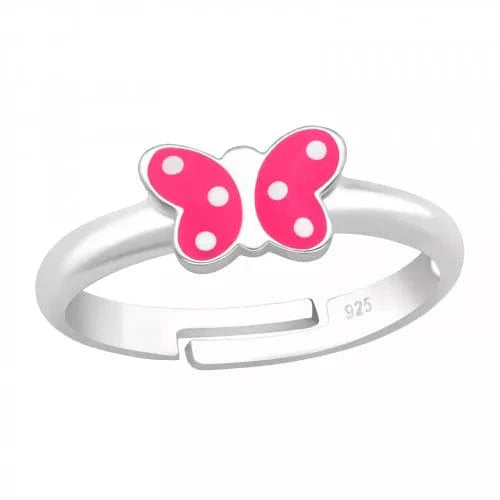 Kids Silver Butterfly Adjustable Ring