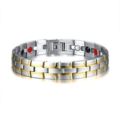 Mens Magnetic Bracelet Silver and Gold