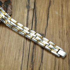 Mens Magnetic Bracelet Silver and Gold