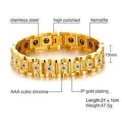 Stainless Steel Gold Mens Arthritis Bracelet