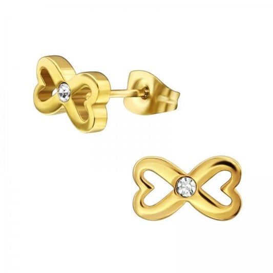 Gold Bow Stud Earrings