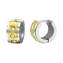 Huggie Earrings Gold Diamond Look