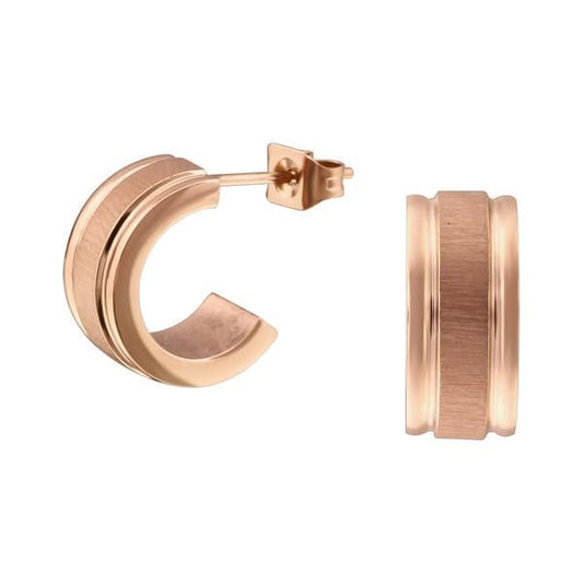 Rose Gold Half Hoop Stud Earrings