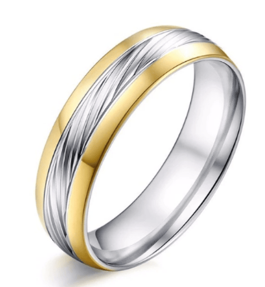 Mens Gold And Silver Solitaire Wedding Ring