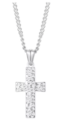 Hammered Cross Mens Necklace