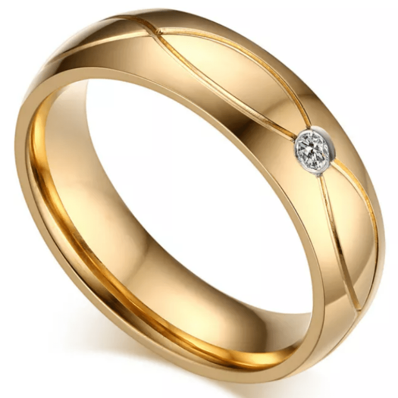 Steel Gold Infinity Wedding Engagement Ring for Couple