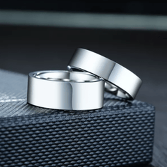 Steel Flat Wedding Engagement Ring for Couple