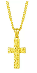 Hammered Cross Mens Necklace