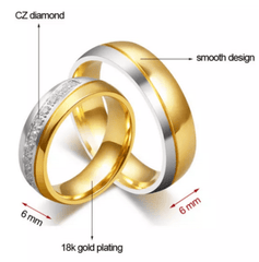 Steel Gold Antique Wedding Engagement Ring for Couple