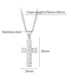 Hammered Cross Mens Necklace