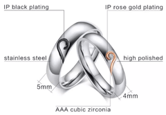 Steel Wedding Engagement Ring for Couple