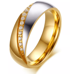 Steel Gold Wedding Engagement Ring for Couple