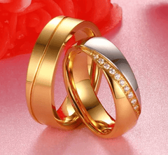 Steel Gold Wedding Engagement Ring for Couple