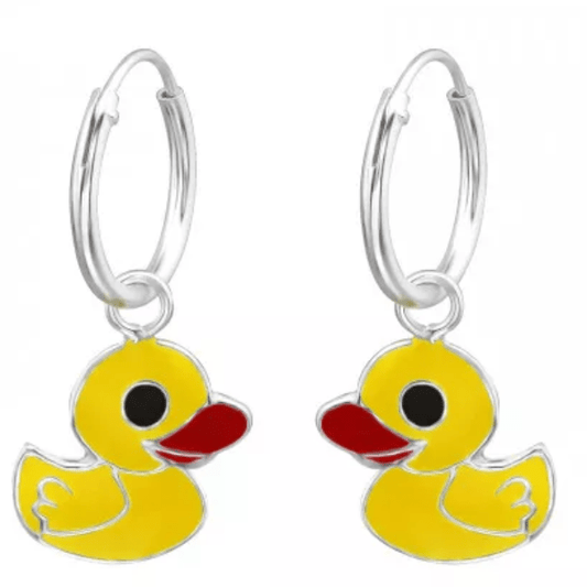 Kids Silver Hanging Duck Ear Hoop