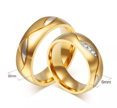 Steel Gold Wedding Engagement Ring for Couple