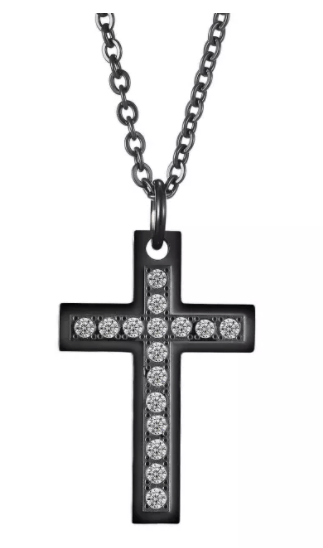 Steel CZ Cross Pendant