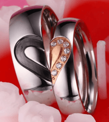 Steel Heart Wedding Engagement Ring for Couple