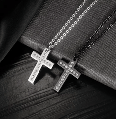 Steel CZ Cross Pendant