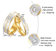 Steel Gold Forever Love Wedding Engagement Ring for Couple