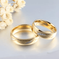 Steel Gold Wedding Engagement Ring for Couple