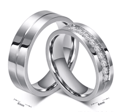 Steel 9 Stones Wedding Engagement Ring for Couple