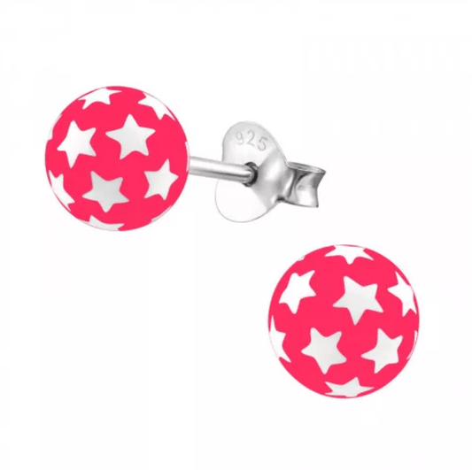 Kids Silver Ball Stars Stud Earrings