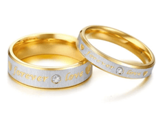 Steel Gold Forever Love Wedding Engagement Ring for Couple