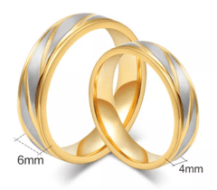 Steel Gold  Wedding  & Engagement  Ring for Couple