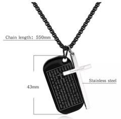 Stainless Men's Bible versus Dog Tag Cross Pendant