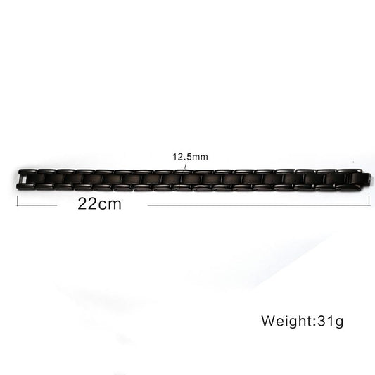 Stainless Steel  Mens  Black Magnetic Bracelet