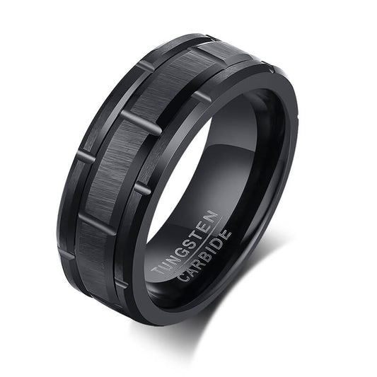 Groove Brushed Surface Tungsten Ring for Men