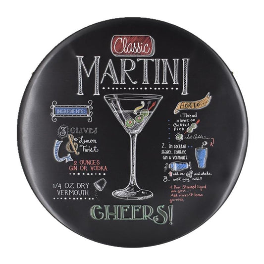 Martini Round Embossed Metal Tin Sign Poster