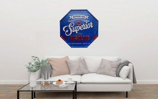 Superior Motor Oil Octagon Metal Tin Sign Poster