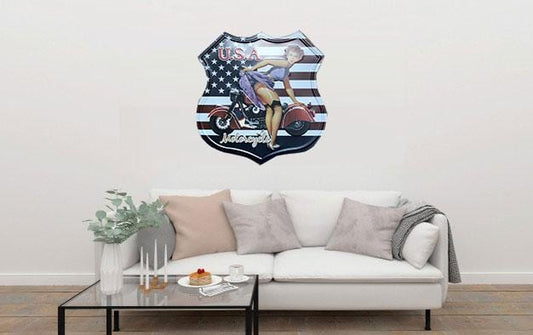 USA Motorcycle Large Metal Tin Sign Poster