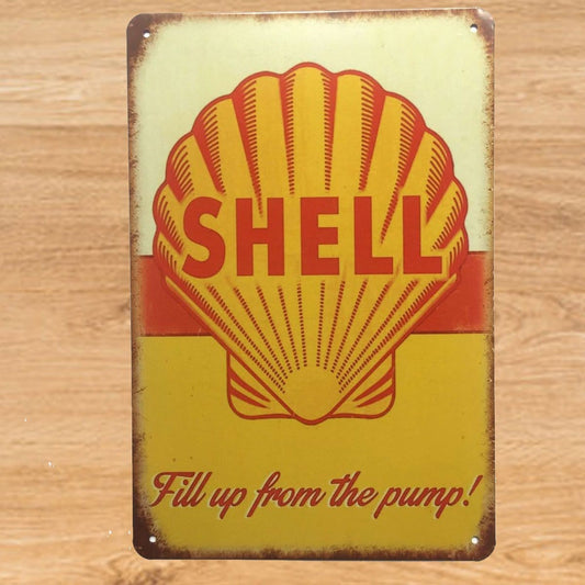 Shell Fill Up The Pump Vintage Metal Poster