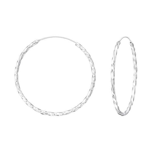 Silver Twisted 35mm Hoop Earrings