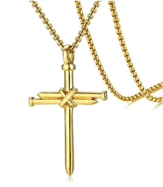 Nail Cross Pendant Necklace for Men