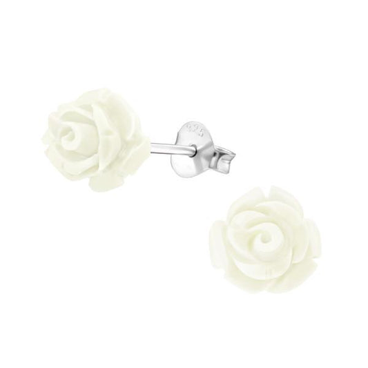 Sterling Silver Rose Stud Earrings