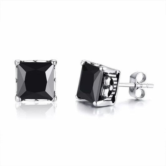 Steel Cubic Zirconia Stud Earrings